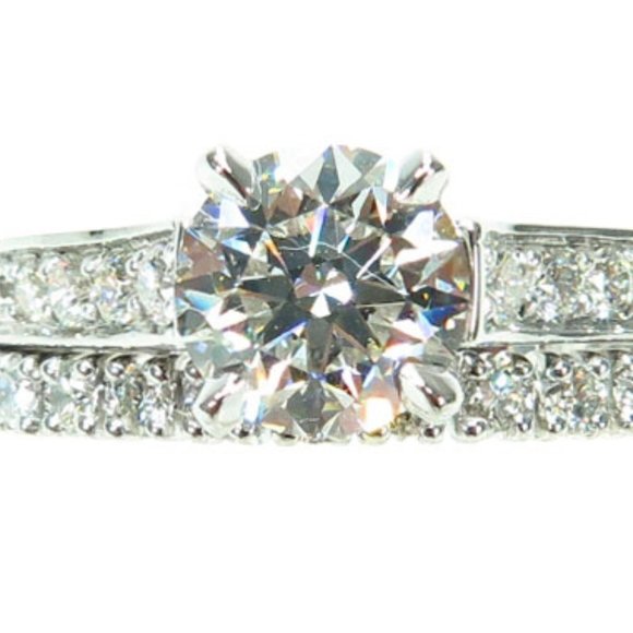 Platinum Prong 1.50 ct Diamond Engagement Ring Set - Picture 4 of 9